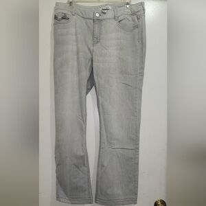White House Black Market Womens Jeans 10 32x32 Gray Flared Mid Rise Rhinestone